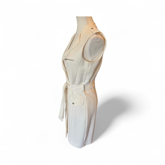 H&M White Sleeveless Belted Blazer Dress Size 6 | Summer Workwear Cocktail - Picture 4 of 14